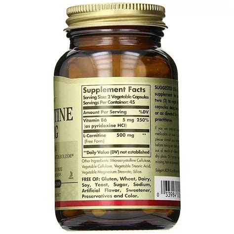 Л-карнитин (L-Carnitine) 250 мг 90 капсул Solgar Купить - Biovit.ua