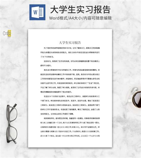 大学生会计事务所实习报告word模板 完美办公