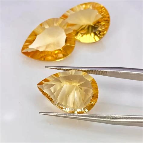 Citrine X Mm Concave Cut Pear Aa Grade Gemstones Parcel