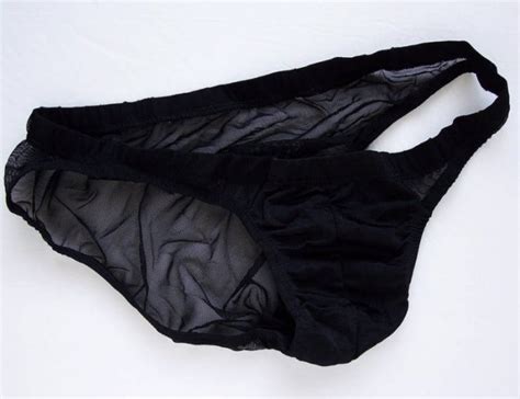 K HOT SEXY MEN SWIMWEAR THONG SWIM POUCH MESH BACK Black