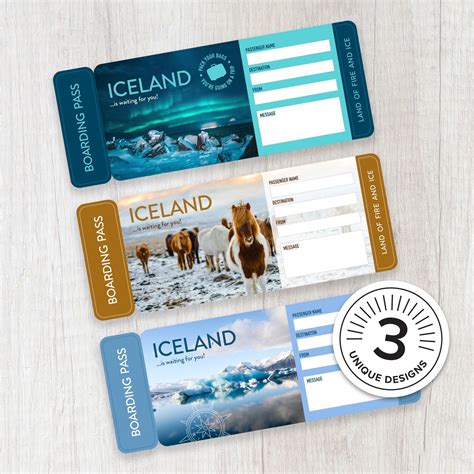 Iceland Printable Surprise Trip Tickets - Vacation Ticket - Boarding