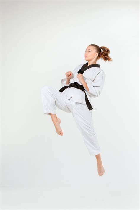 The Karate Girl With Black Belt Stock Image Image Of Kata Karate