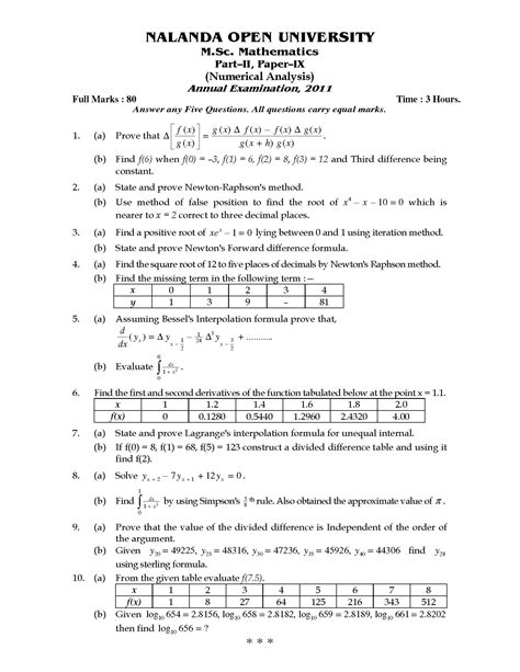 Numerical Analysis Questions And Answers Pdf