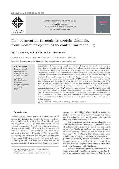 Pdf Permeation Through Its Protein Channels From Molecular