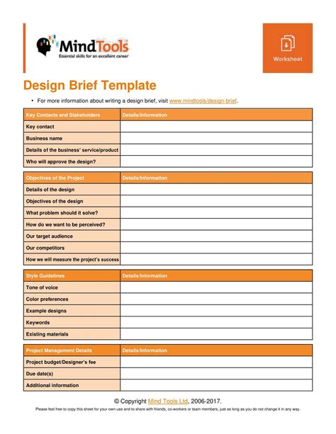 Free Printable Design Brief Templates Word Pdf