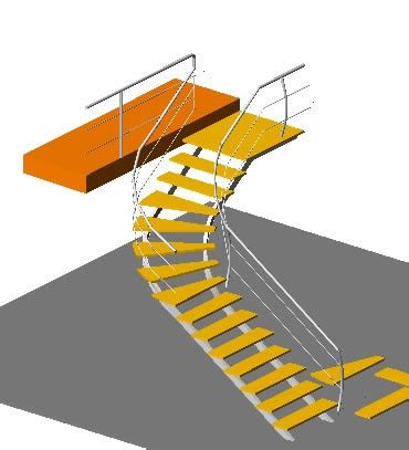 Escalera Acero Y Madera D En Dwg Kb Librer A Cad