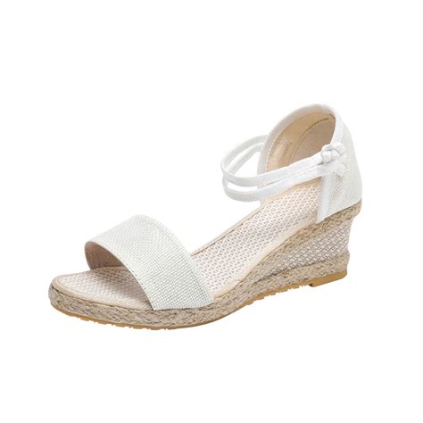 Lovskoo 2024 Womens Espadrilles Wedge Sandals Platform Open Toe Ankle