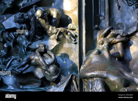 A Closed Up View Of The Gates Of Hell By Auguste Rodin Display In Rodin