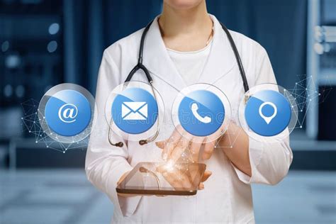 Doctor shows contact icons stock photo. Image of medic - 151426684