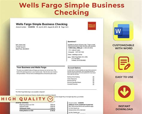 Editable Wells Fargo Business Statement Template Inspire Uplift