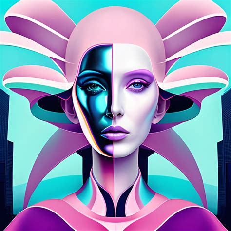 Pop Artist All Pastel Sleek Futuristic Outfit With Huge Face O