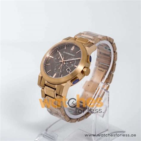 Burberry Mens Swiss Made Gold Tone Stainless Steel Grey Dial 42mm