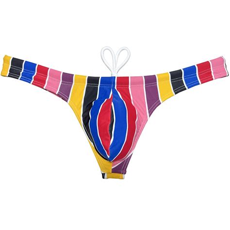 Botmois Men S Bikini Briefs Drawstring Swimwear Swim Thong Underwear Enhancing Pouch Beach