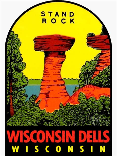 Wisconsin Dells Stand Rock Vintage Travel Decal Sticker For Sale By