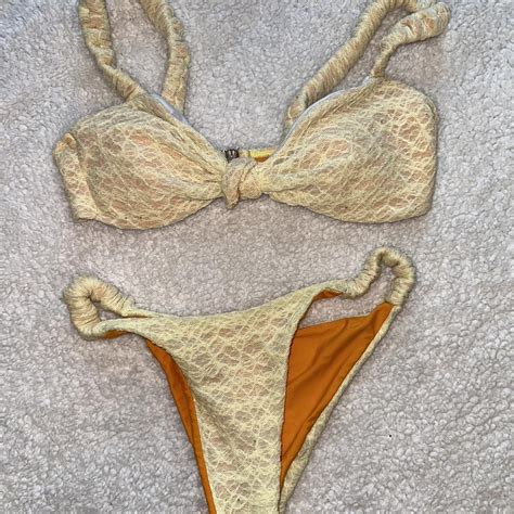 Never Worn Bikini Cheeky Bottoms Yellow Lace With Depop