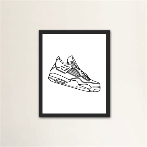 Jordan 4 Outline Sneaker Drawing Printable Wall Art Hypebeast Prints Home Decor Gift Idea - Etsy