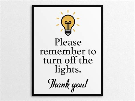 Printable Turn Off Lights Sign In Us Letter And A Sizes Instant