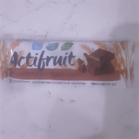 Батончик злаковый с шоколадом Actifruit - калорийность, пищевая ...