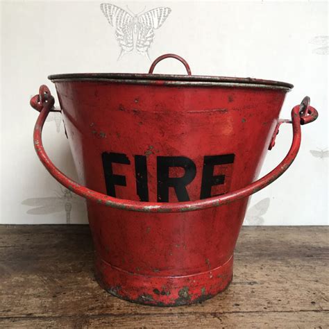 Sold A Vintage Red Painted Fire Bucket With Lid Original Paint