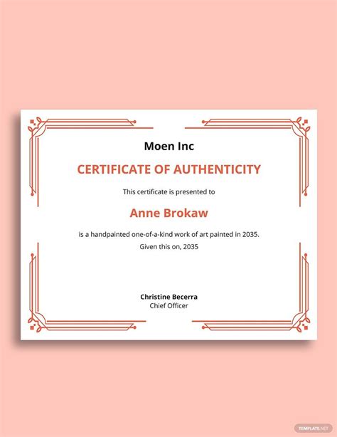 Free Printable Certificate Of Authenticity Templates