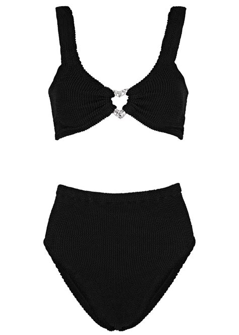 Hunza G Jessica Seersucker Bikini One Size Black Editorialist