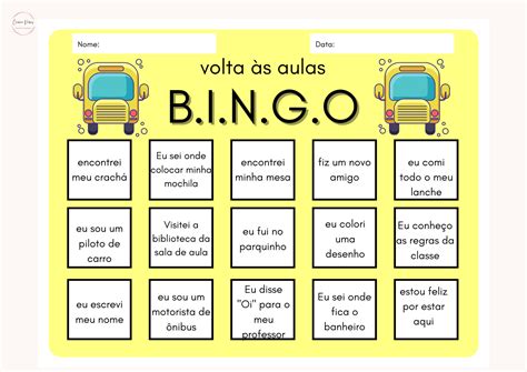 Bingo Volta às Aulas Para Imprimir - 6