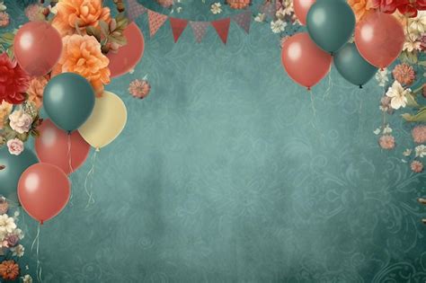 Premium Ai Image Vintage Nostalgic Background With Balloons And