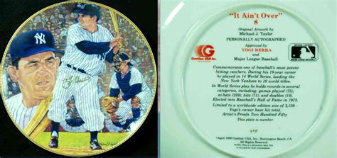 Yogi Berra AUTOGRAPHED Limited Edition GARTLAN Plate 1990 Yankees