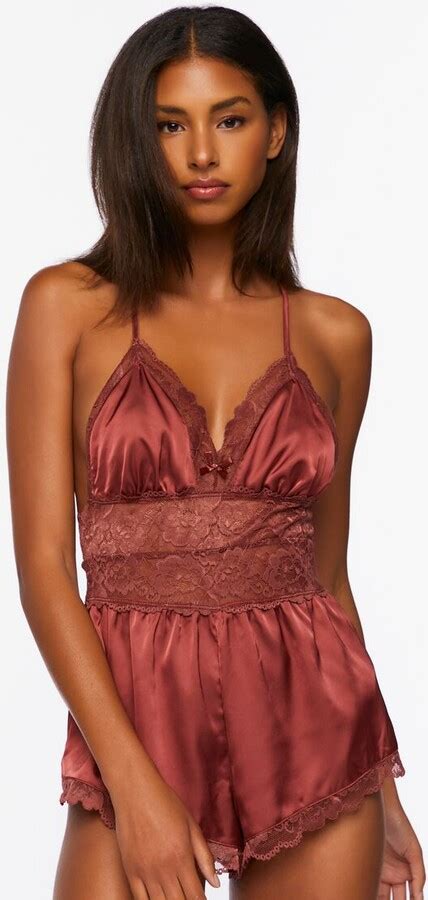Forever Floral Lace Satin Lingerie Romper Shopstyle Chemises