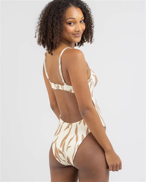 Shop Hurley Zebra One Piece Swimsuit In Beige - Fast Shipping & Easy