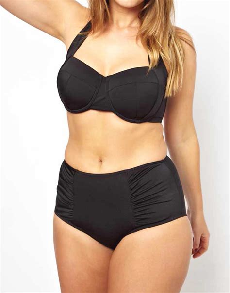 Curve BLACK Halterneck Underwired High Waist Bikini Plus Size To