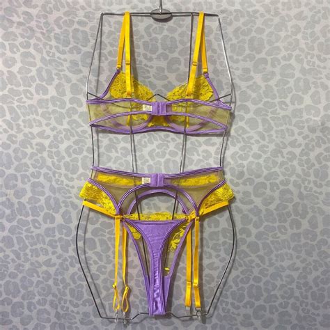 Charming Floral Embroidered Mesh Lingerie Set