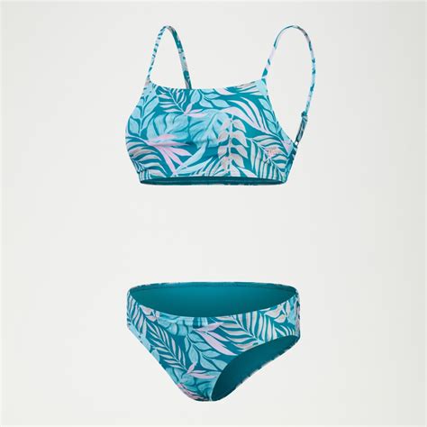 Women S Printed Adjustable Thinstrap Bikini Blue Pink Speedo UK