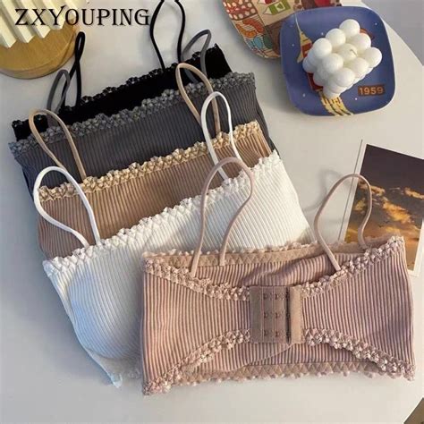 Zxyouping Mulher Bra Sexy Lace Tube Tops One Word Yoga Sports Vest Lindo Costas Algod O Lingerie