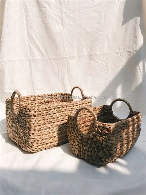 Handwoven Natural Water Hyacinth Storage Baskets Laundry Basket