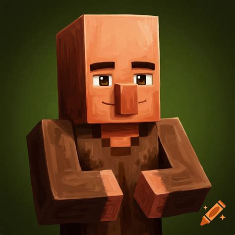 stylized hyper realistic illustration   minecraft villager