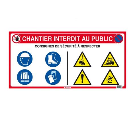 Panneau signalétique 10 en 1 pour entrée de chantier lot de 10