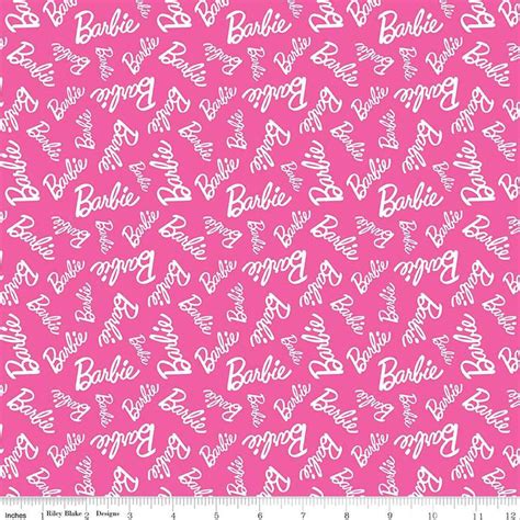 Barbie Hot Pink Tossed Barbie Logo HALF YARD Etsy