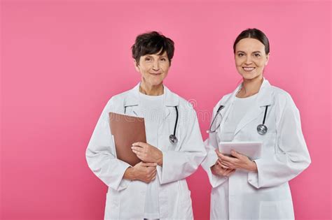 Female Oncologists Doctors Digital Age Tablet Stock Image Image Of