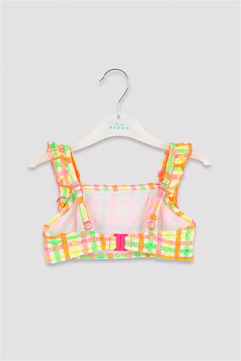 Neon Renkli K Z Ocuk Gingham Kare Desenli Bikini Tak M Plbhmw T Iy Mix Ok Renkli Penti