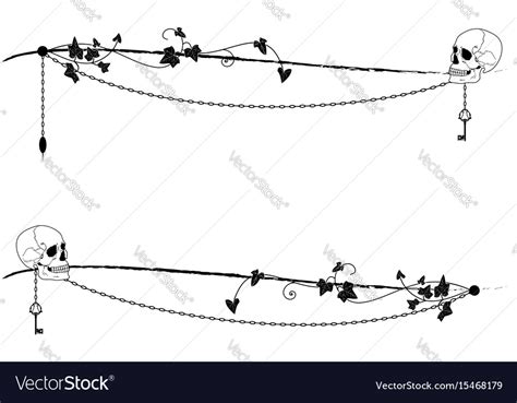 Set Of Dividers With Skull And Key Royalty Free Vector Image