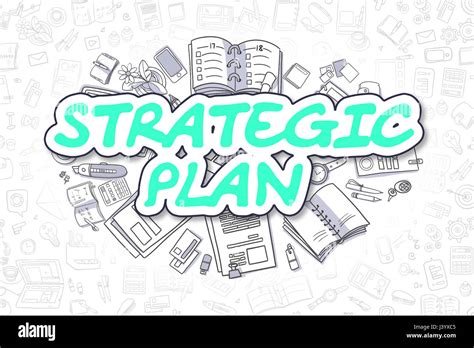 Strategic Plan Doodle Green Text Business Concept Stock Photo Alamy