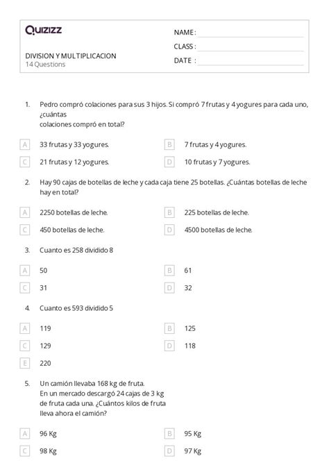 50 Multiplicación y conteo salteado hojas de trabajo para Grado 6 en