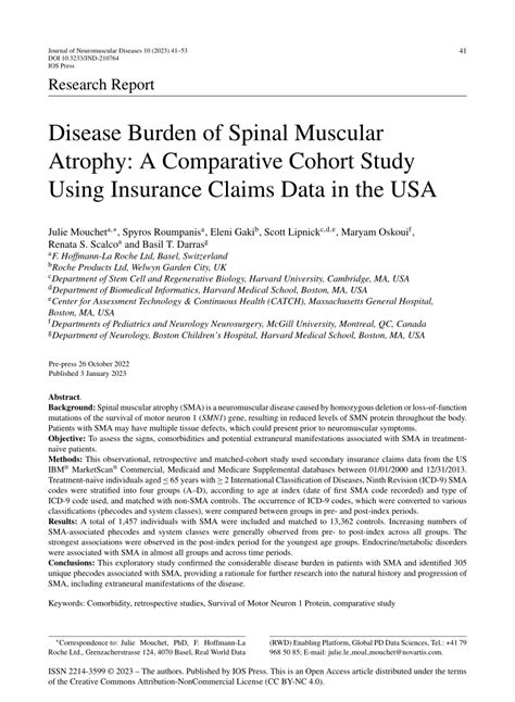 Pdf Disease Burden Of Spinal Muscular Atrophy A Comparative Cohort