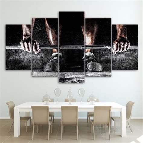 Fitness Gym Workout Weighlifting Exercise Room Framed 5 Piece Canvas W – Buy Canvas Wall Art ...