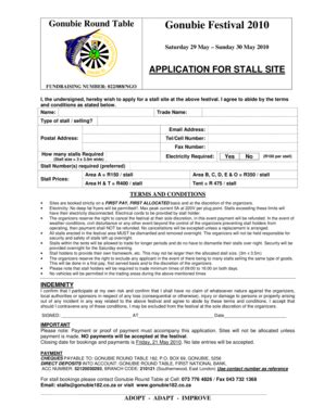 Fillable Online 2010 Stall Application Form Docx Fax Email Print