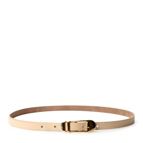 Cinto Em Couro Nude Baunilha Detalhe Ouro Cf Bege