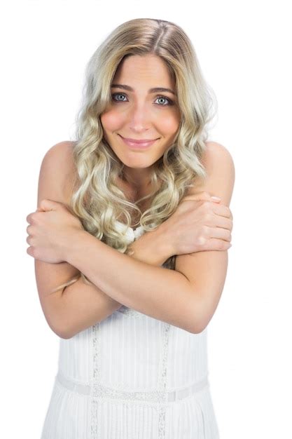 Premium Photo Curly Haired Blonde Sensitive To Cold