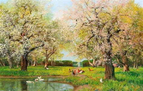 Обои Деревья, Картина, Alois Arnegger, Алоис Арнеггер, Австрийский ...