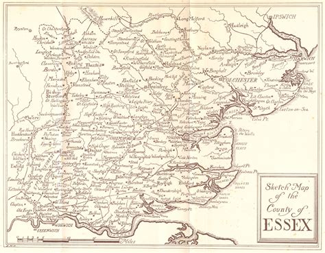 Essex Sketch 1909 Old Antique Vintage Map Plan Chart